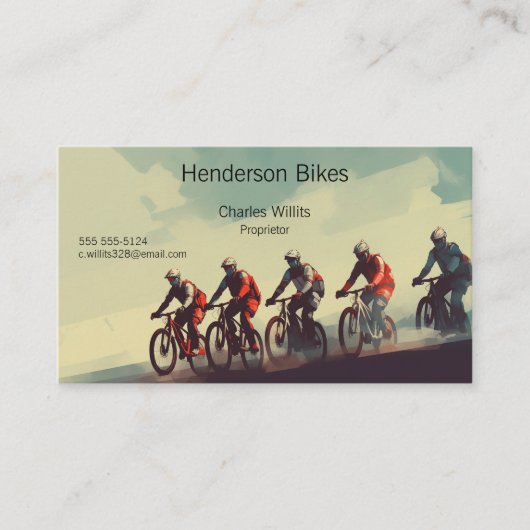 Fahrradfahrer auf einer schmutzigen Straße Visitenkarte (Vorderseite)
