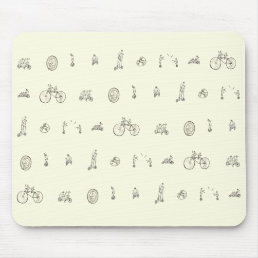 Fahrradfahrer auf Quirky Bikes Funny Line Zeichnen Mousepad (Vorne)