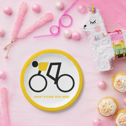 Fahrradfahrer fahren mit seinem Fahrradsymbol gelb Pappteller (Party)