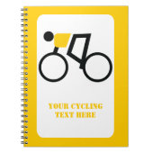 Fahrradfahrer fahren nach seinem Brauch Notizblock (Vorderseite)