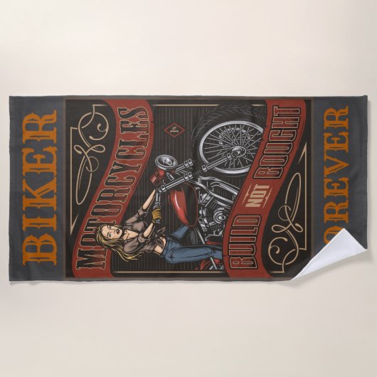 Fahrradfahrer für immer Motorradfahrer Strandtuch (Vorderseite)