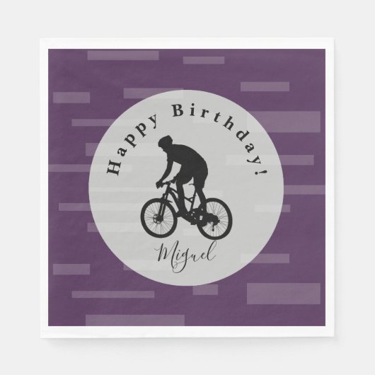 Fahrradfahrer Happy Geburtstagspapier Napkins Serviette (Vorderseite)