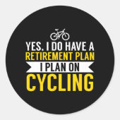 Fahrradfahrer im Ruhestandsplan Runder Aufkleber (Vorderseite)