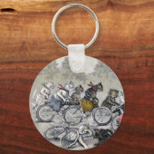 Fahrradfahrer Katzen Schlüsselanhänger (Vorderseite)