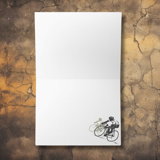 Fahrradfahrer mit Retro Sunburst Dankeskarte