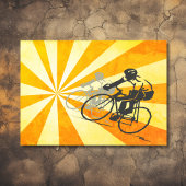 Fahrradfahrer mit Retro Sunburst Dankeskarte