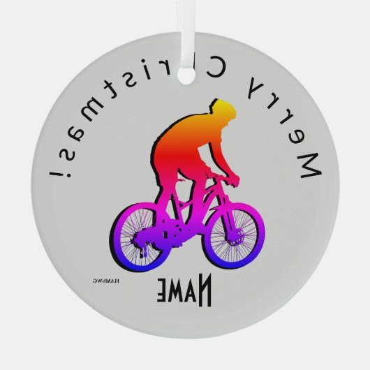 Fahrradfahrer-Ornament Ornament Aus Glas (Rückseite)