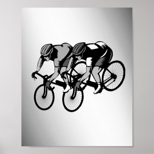 Fahrradfahrer Silber Poster (Vorne)