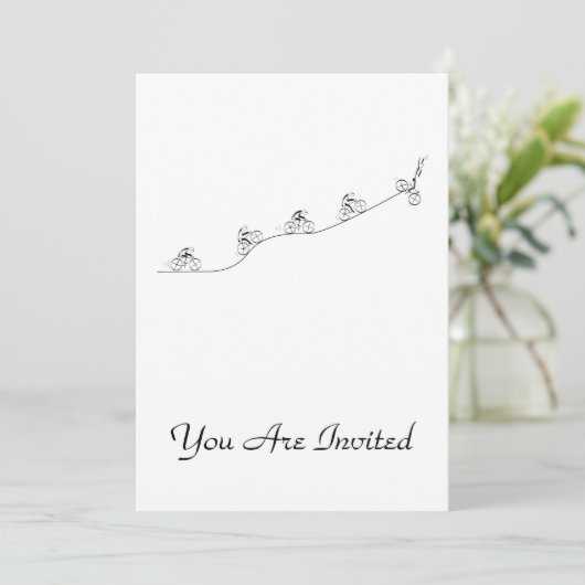 Fahrradfahrer über den Hügel Einladung (Stehend Vorderseite)