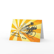 Fahrradfahrer und Retro Sunburst Bike Vatertag