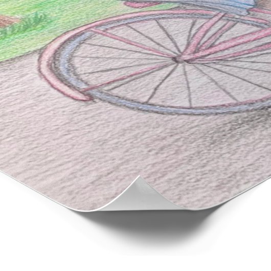 Fahrradfahrerin Poster (Ecke)