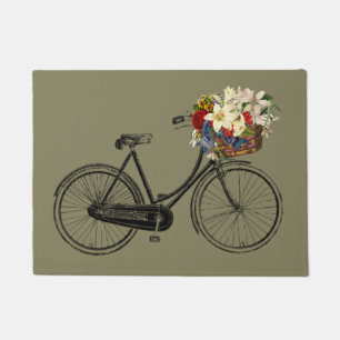 Fahrradfahrrad-Blumen-Türmatte Taupe Fußmatte