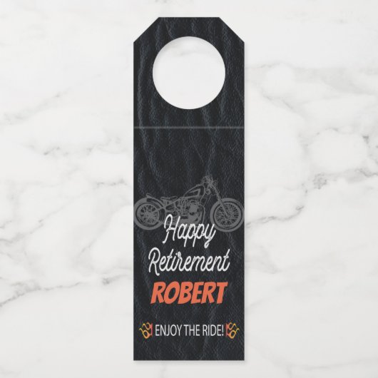 Fahrradfreude beim Ruhen mit Motorrad-Grafik Flaschenanhänger (Vorderseite)