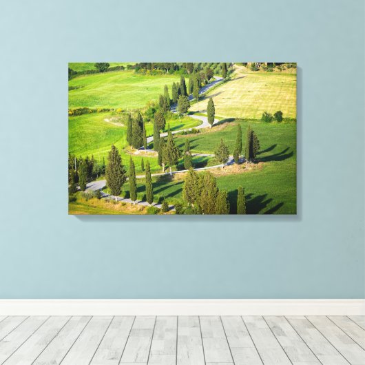 Fahrradgefahrene kurvenreiche Straße in der Toskan Leinwanddruck (Insitu (Holzboden))