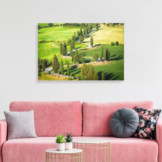 Fahrradgefahrene kurvenreiche Straße in der Toskan Leinwanddruck (Insitu (Wohnzimmer))