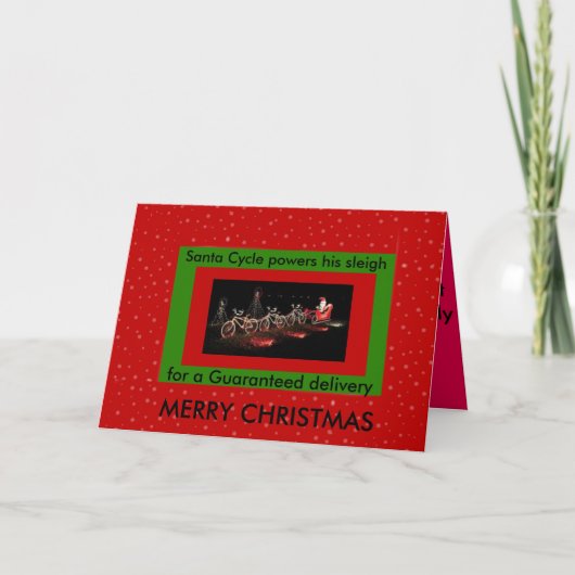 Fahrradgetriebene Schlittenhütte Weihnachtskarte Feiertagskarte (Vorderseite)