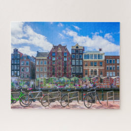 Fahrradhäuser am Amsterdamer Kanal Niederlande Puzzle