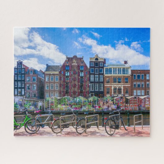 Fahrradhäuser am Amsterdamer Kanal Niederlande Puzzle (Horizontal)