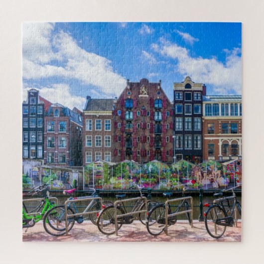 Fahrradhäuser am Canal de Amsterdam Niederlande Puzzle (Vertikal)