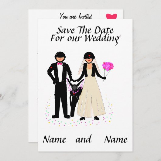 Fahrradhochzeit speichert das Datum/die Einladunge Save The Date (Vorne/Hinten)