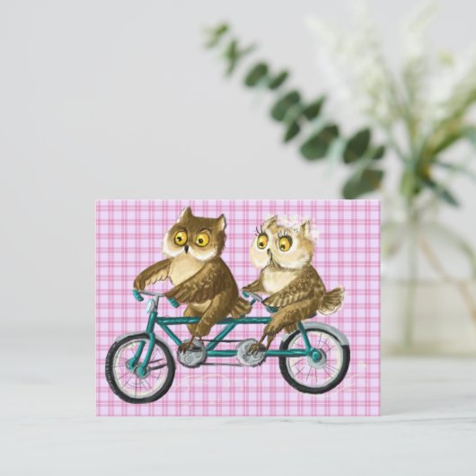 Fahrradkauz Postkarte (Stehend Vorderseite)