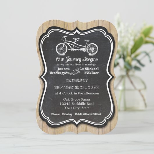 Fahrradkhalkboard Style Rustikale Landtypografie Einladung (Stehend Vorderseite)