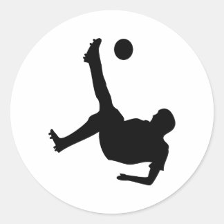 Fahrradkick-Fußballspieler Runder Aufkleber