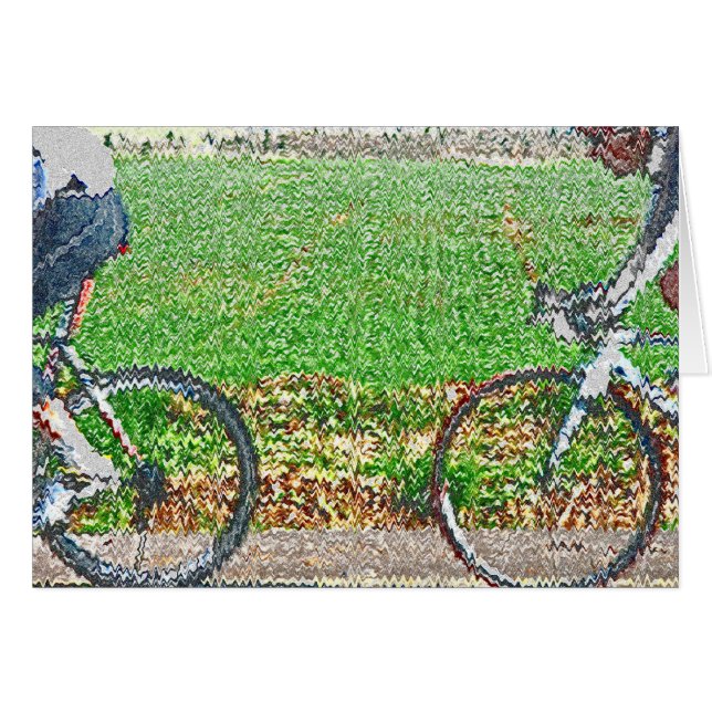 Fahrradkunst, 2 Fahrradfahrer und grüner Hintergru (Vorderseite (Horizontal))