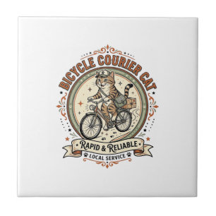 Fahrradkurier Katze Fahrradkurier Katze Vintage Ve Fliese