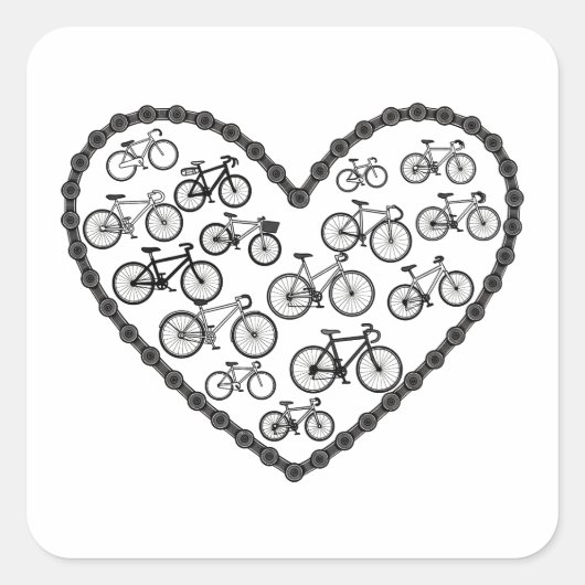 Fahrradliebe Quadratischer Aufkleber (Vorderseite)