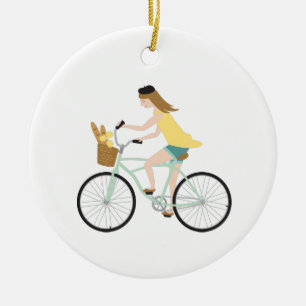 Fahrradmädchen Keramik Ornament