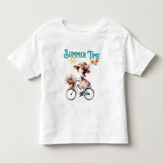Fahrradmädchen mit Blume Sommer Kleinkind T-shirt (Vorderseite)