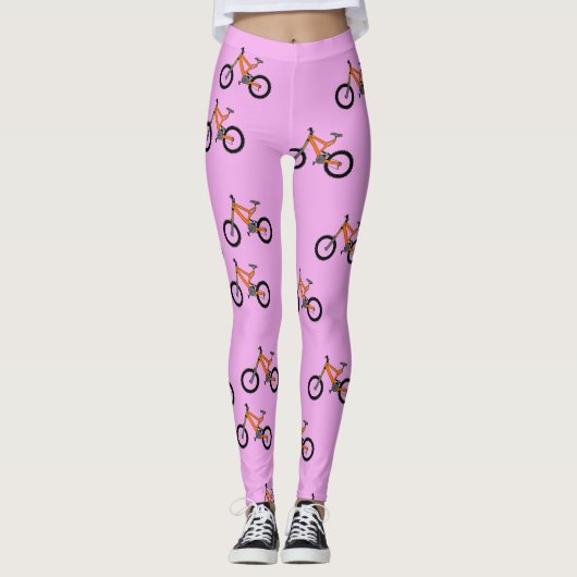 Fahrradmuster auf Rosa Leggings (Vorderseite)