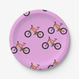 Fahrradmuster auf Rosa Pappteller