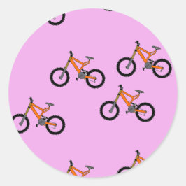 Fahrradmuster auf Rosa Runder Aufkleber