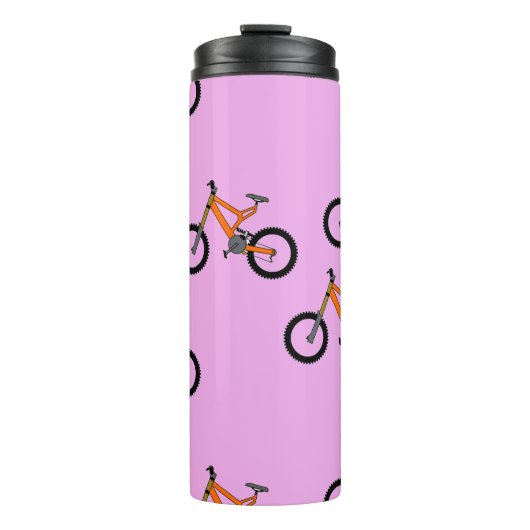 Fahrradmuster auf Rosa Thermosbecher (Vorderseite)