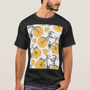 Fahrradorangen: Wasserfarbenes Sommermuster T-Shirt