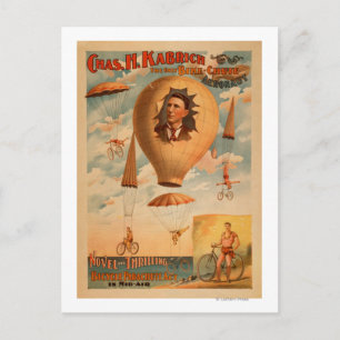 Fahrradparachute spielen im Theater in der Luft Postkarte