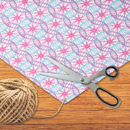 Fahrradrad rosa blaues Muster Seidenpapier