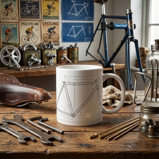 Fahrradrahmen-Geometrie-Diagramm Kaffeetasse