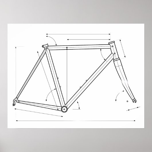 Fahrradrahmen-Geometrie-Diagramm  Poster (Vorne)