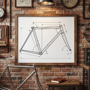 Fahrradrahmen-Geometrie-Diagramm Poster