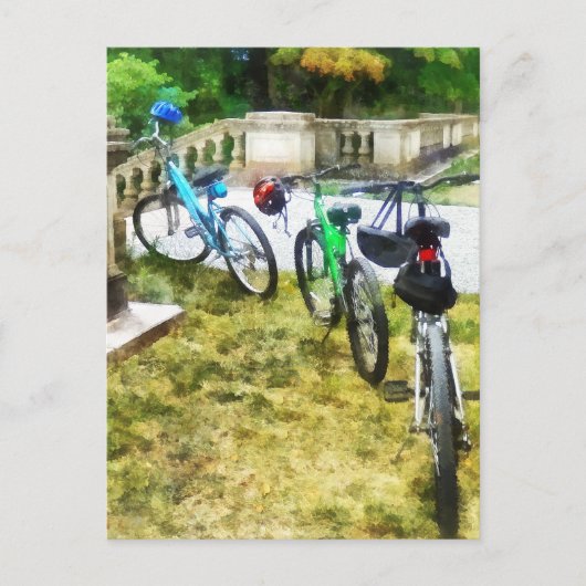 Fahrradreihe im Park Postkarte (Vorderseite)