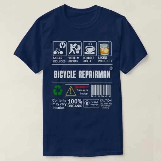Fahrradreparaturfähigkeiten inklusive Fahrradfreun T-Shirt (Design vorne)