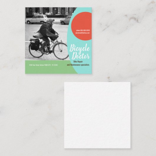 FAHRRADREPARATURplatz, 2,5" x 2,5" Visitenkarte (Vorne/Hinten)