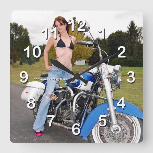 Fahrradschecker-Uhr Quadratische Wanduhr (Vorderseite)