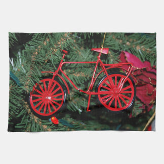 Fahrradschmuck auf einem Weihnachtsbaum Geschirrtuch