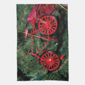 Fahrradschmuck auf einem Weihnachtsbaum Geschirrtuch (Vertikal)