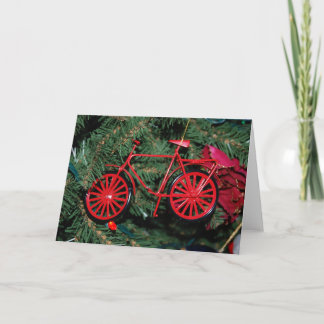 Fahrradschmuck auf einem Weihnachtsbaum Karte