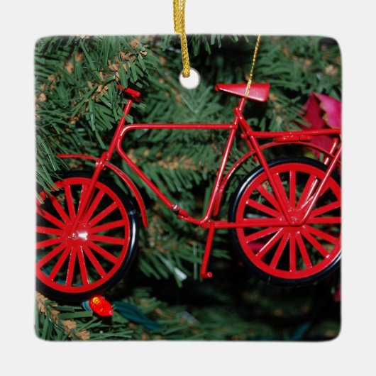 Fahrradschmuck auf einem Weihnachtsbaum Keramikornament (Vorderseite)
